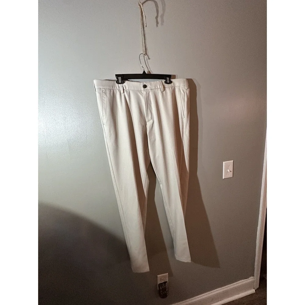 Haggar Mens Performance Dress Pant Straight Fit Super Flex Waist Khaki 34x32 NWT